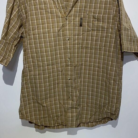 Columbia Men's Brown Plaid Collared Short Sleeves Button-Down Shirts Size Large - Picture 2 of 9